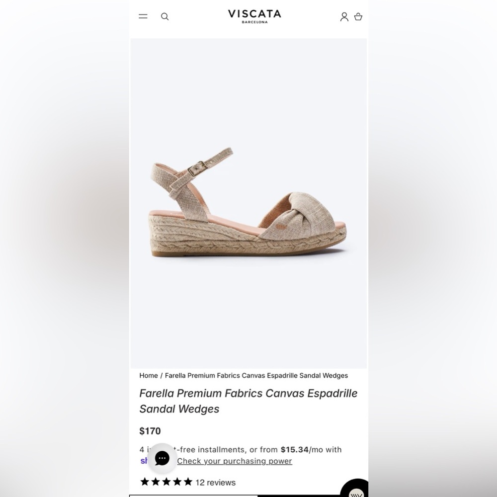 Viscata Farella Premium Canvas Espadrille Sandal Wedges - Gold, Size 9-9.5 (40)